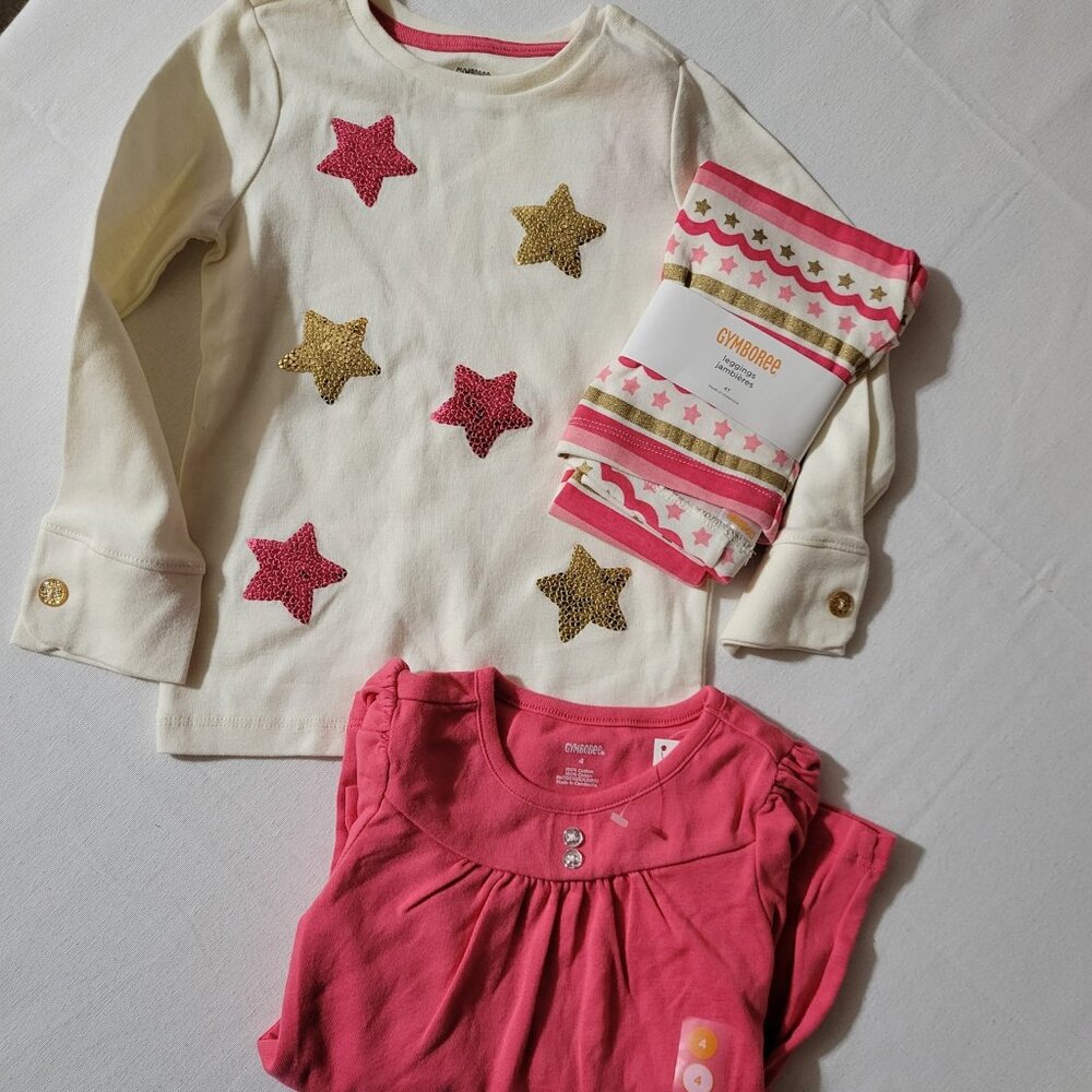 Gymboree Star of the Show NWT size 4 shirts, 4T leggings set. Mixed Bin Z26